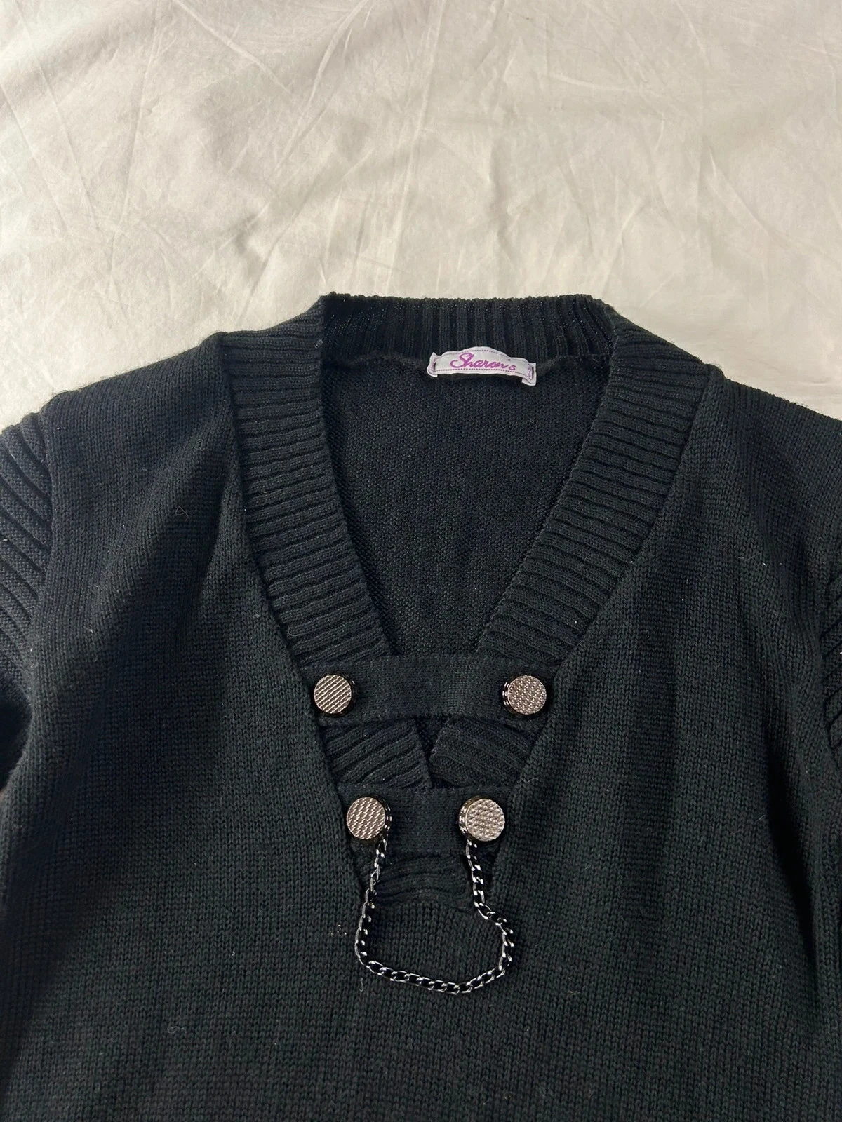 Cardigan vintage estilo Sharon’s rétro Y2k 50% lâna tamanho único – photo 4